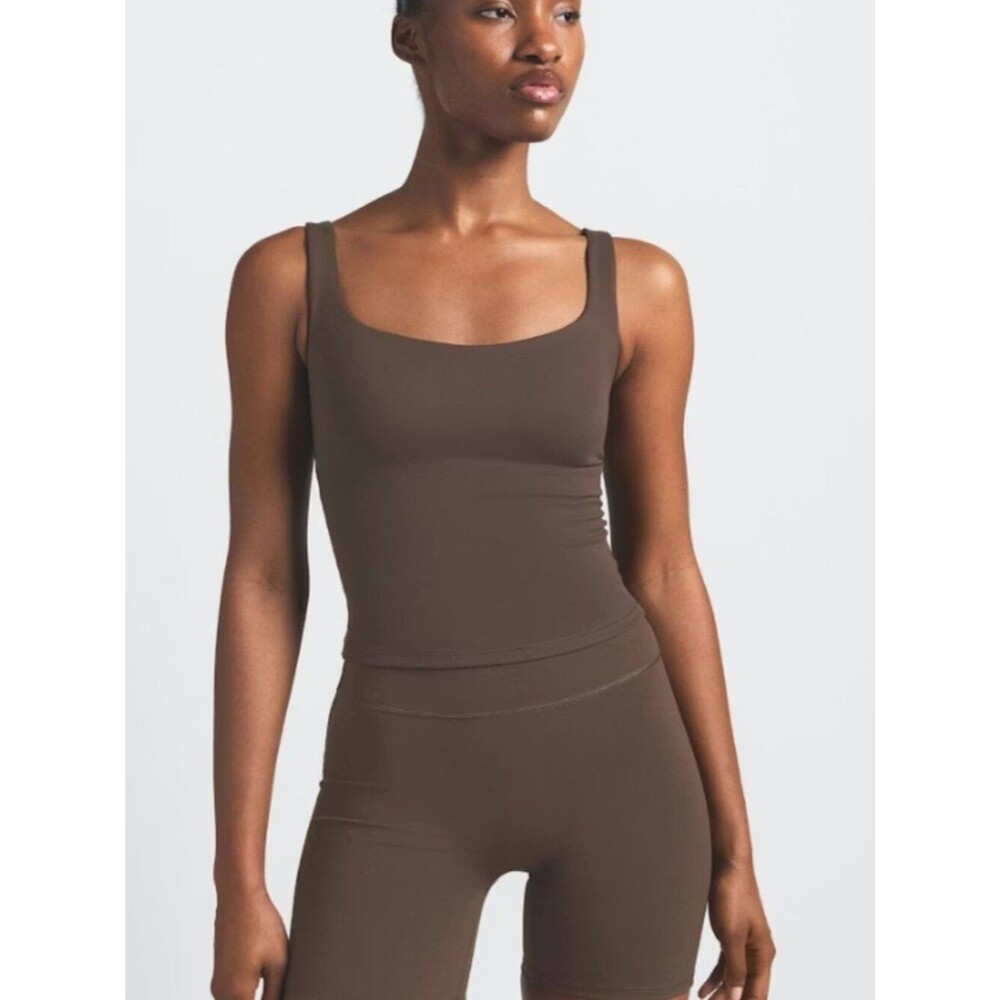 NEW NikeSKIMS Matte Square Neck Tank Top Small Dark Sepia Brown NWT Nike SKIMS - Picture 2 of 4